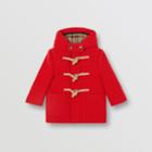Burberry Burberry Childrens Boiled Wool Duffle Coat, Size: 2y, Red