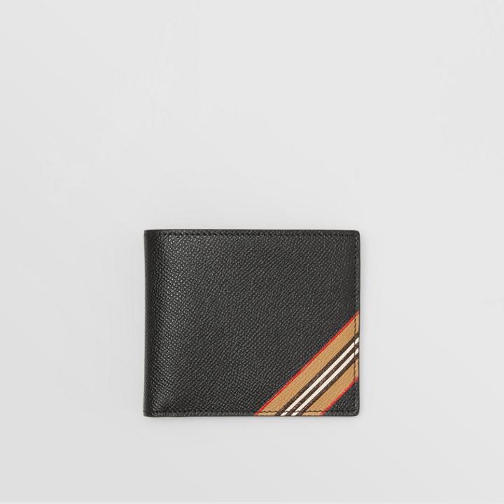 Burberry Burberry Icon Stripe Print Leather International Bifold Wallet, Black