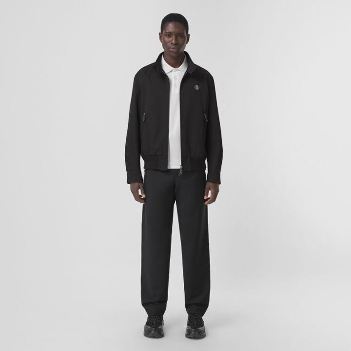 Burberry Burberry Monogram Motif Cotton Gabardine Harrington Jacket, Size: 40