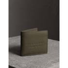 Burberry Burberry Embossed Leather Bifold Wallet, Green
