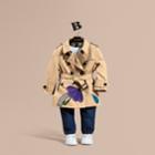 Burberry Burberry Cotton Trench Coat With Embroidered Weather Appliqus, Size: 3y, Yellow