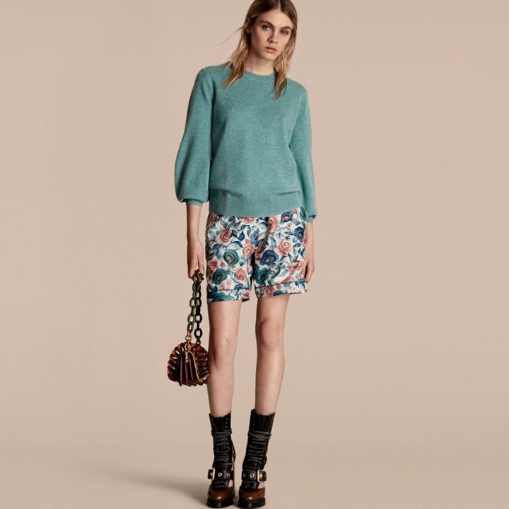 Burberry Burberry Puff-sleeved Cashmere Sweater, Green