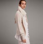 Burberry Burberry Shearling Collar Knitted Wool Cashmere Jacket, Size: Xl, White