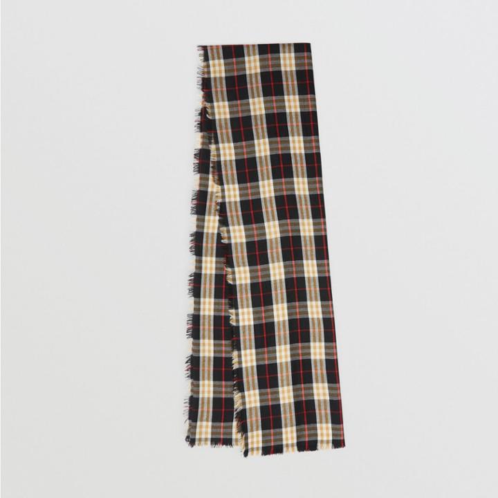 Burberry Burberry Vintage Check Lightweight Cashmere Scarf, Black