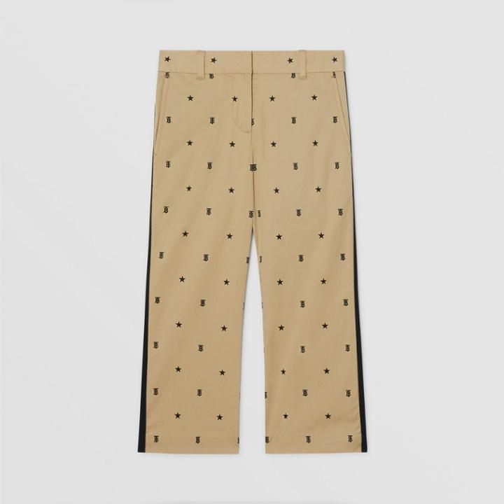 Burberry Burberry Childrens Star And Monogram Motif Stretch Cotton Trousers, Size: 12y
