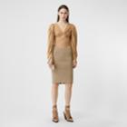 Burberry Burberry Panelled Wool Silk Jersey Dress, Size: 04, Beige
