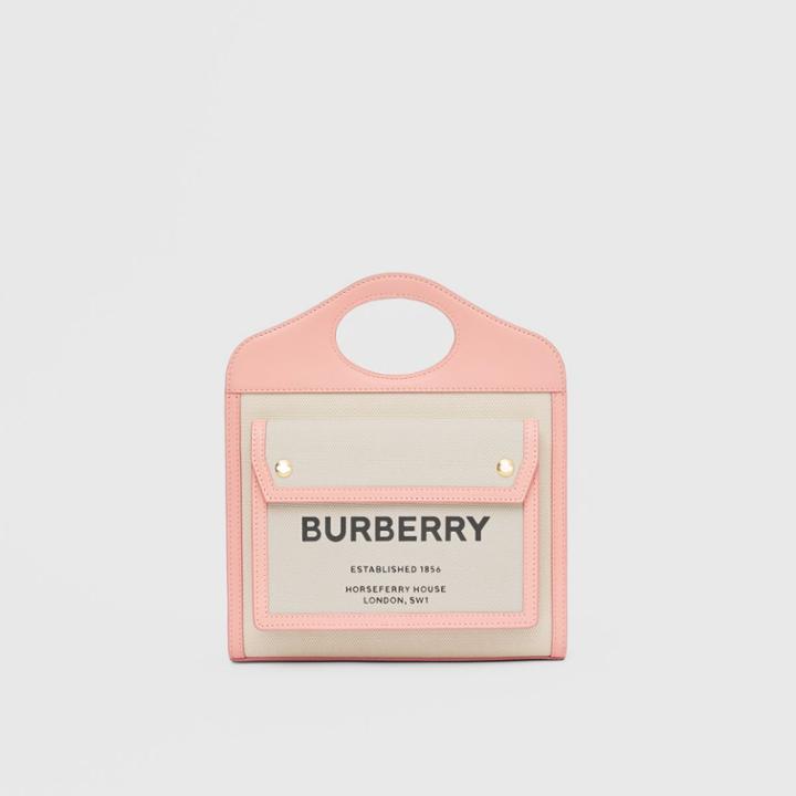 Burberry Burberry Mini Two-tone Canvas And Leather Pocket Bag, Pink