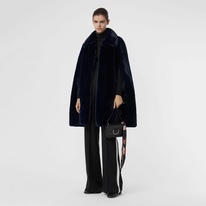Burberry Burberry Stand Collar Faux Fur Cape, Size: M/l