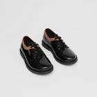 Burberry Burberry Childrens Icon Stripe Trim Patent Leather Shoes, Size: 35, Black