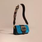 Burberry Burberry The Small Buckle Bag In Suede With Topstitching, Blue