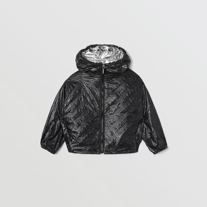 Burberry Burberry Childrens Logo Print Lightweight Hooded Jacket, Size: 10y, Black