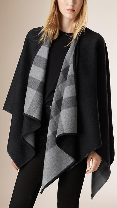 Burberry Reversible Check Merino Wool Poncho
