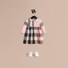 Burberry Burberry Long-sleeve Check Pintuck Bib Cotton Dress, Size: 3y, Pink