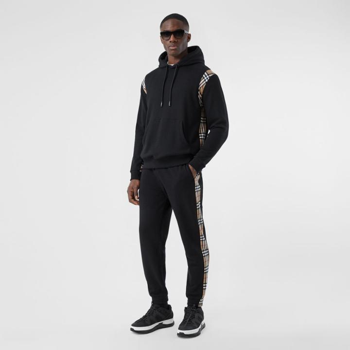 Burberry Burberry Vintage Check Panel Cotton Trackpants, Black