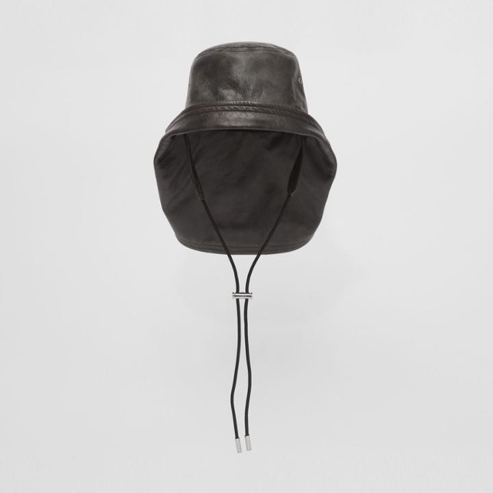 Burberry Burberry Logo Embossed Leather Fisherman Hat