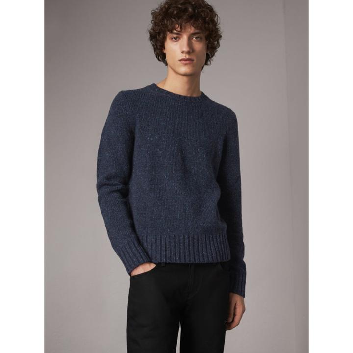 Burberry Burberry Wool Cashmere Mohair Tweed Sweater, Blue