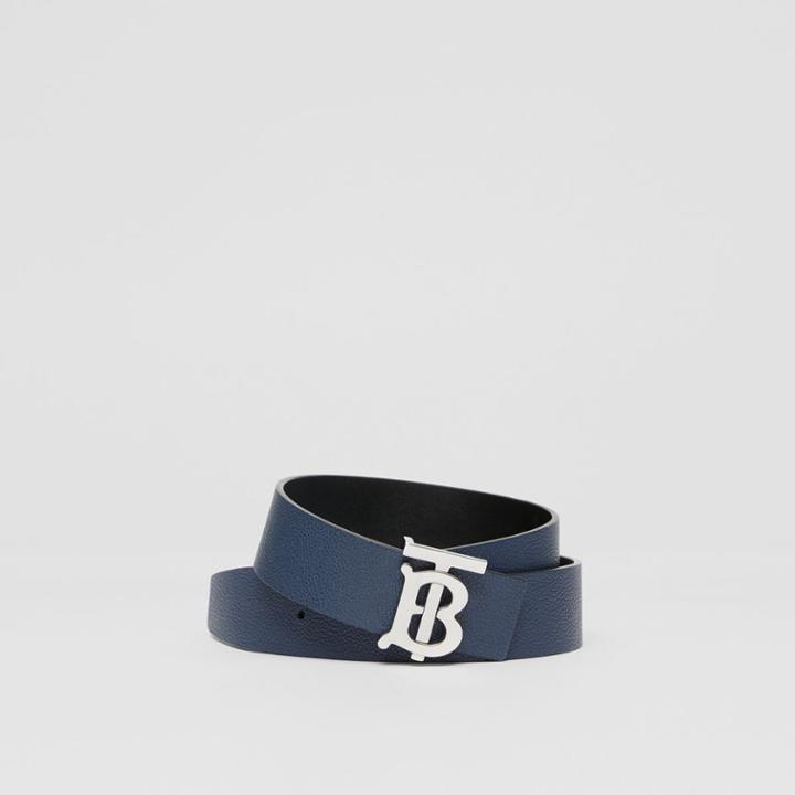 Burberry Burberry Reversible Monogram Motif Leather Belt, Size: 95, Blue
