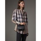 Burberry Burberry Grandad Collar Check Cotton Tunic Shirt, Size: 06, Beige