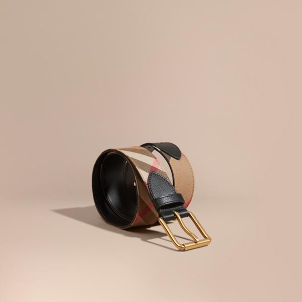Burberry House Check And Leather Belt