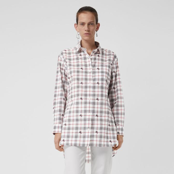 Burberry Burberry Fil Coup Check Cotton Shirt, Size: 04, White