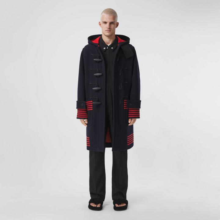 Burberry Burberry Stripe Detail Wool Duffle Coat, Size: Xxs
