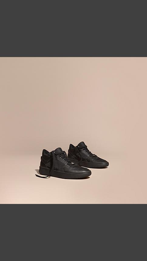 Burberry Ripstop And Leather Trainers