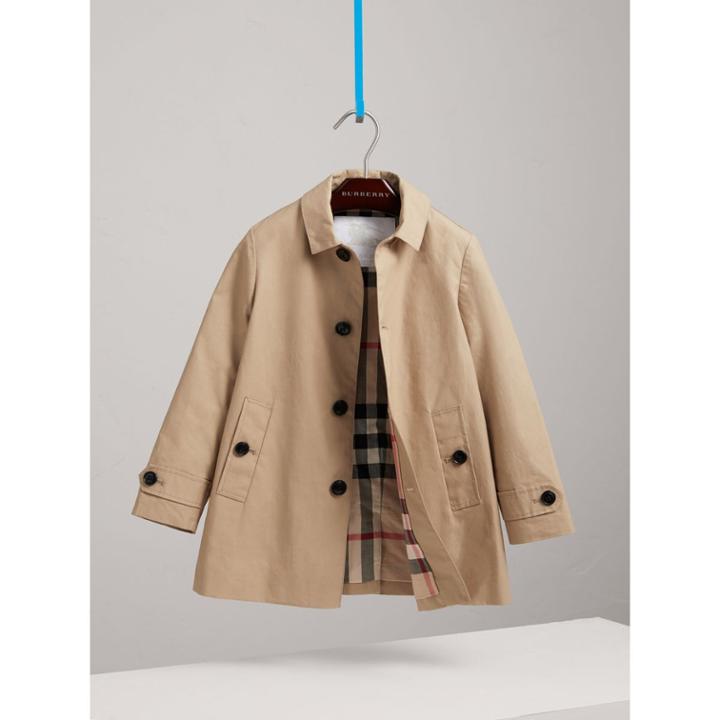 Burberry Burberry Mercerised Cotton Car Coat, Size: 10y, Yellow