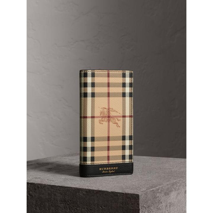 Burberry Burberry Haymarket Check And Leather Continental Wallet, Black
