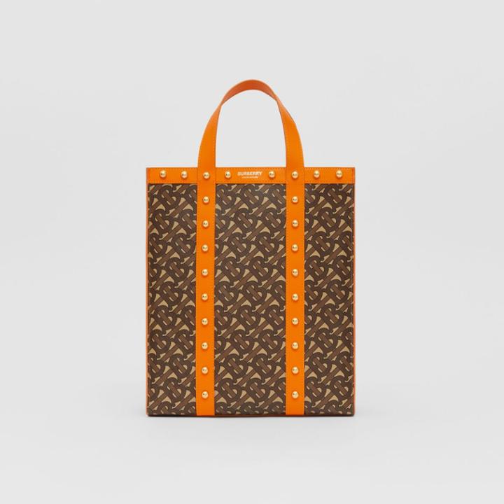 Burberry Burberry Small Monogram Print E-canvas Portrait Tote Bag, Orange