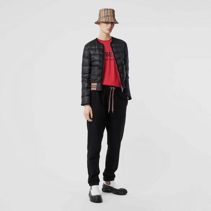 Burberry Burberry Icon Stripe Detail Down-filled Puffer Jacket, Size: Xl, Black