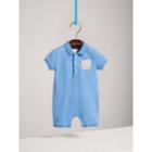 Burberry Burberry Check Detail Stretch Cotton Piqu Playsuit, Size: 24m, Blue