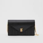 Burberry Burberry Quilted Lambskin Wallet With Detachable Chain Strap, Black