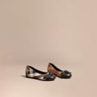 Burberry Burberry Leather And House Check Ballerinas, Size: 29, Black