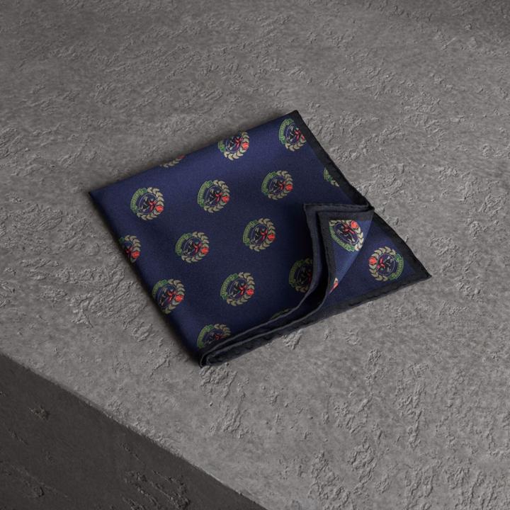 Burberry Burberry Archive Logo Print Silk Pocket Square