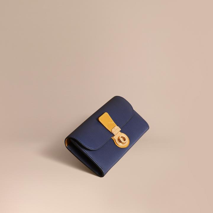 Burberry Burberry Two-tone Trench Leather Continental Wallet, Blue
