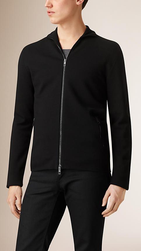 Burberry Zip Front Wool Blend Cardigan