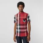 Burberry Burberry Short-sleeve Check Stretch Cotton Blend Shirt, Size: Xs, Red
