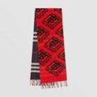 Burberry Burberry Reversible Check And Logo Graphic Cashmere Scarf, Blue