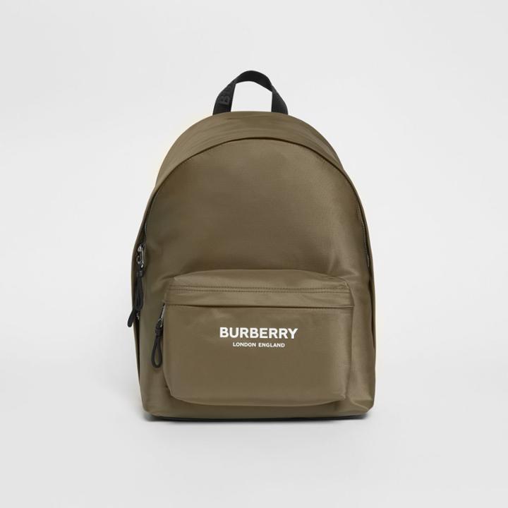 Burberry Burberry Logo Print Nylon Backpack, Green