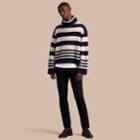 Burberry Burberry Striped Knitted Cashmere Roll-neck Sweater, Size: Xxl, Blue