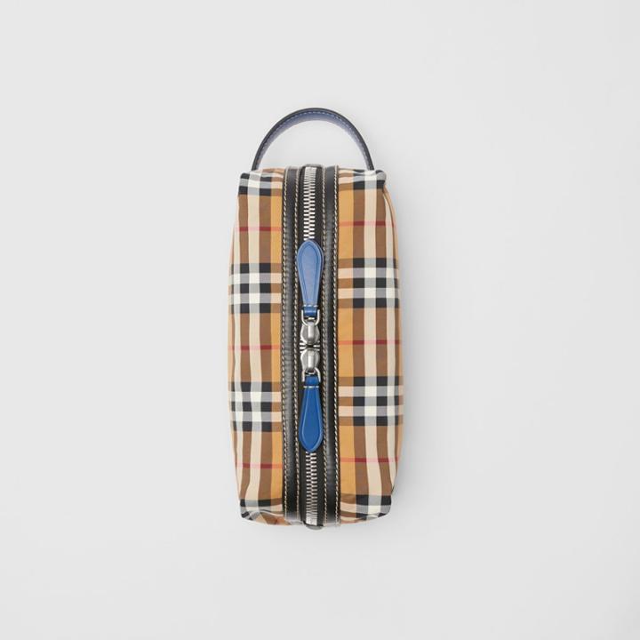 Burberry Burberry Vintage Check And Leather Pouch, Yellow