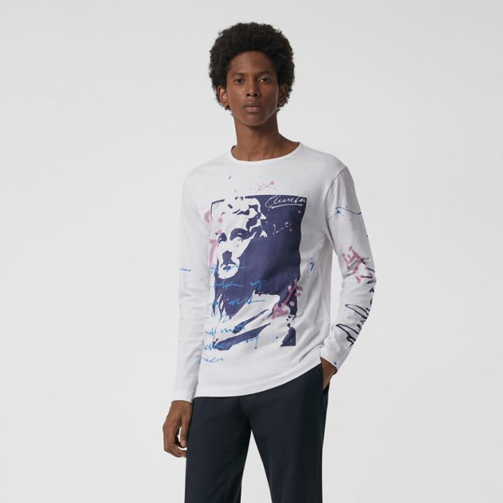 Burberry Burberry Portrait Print Cotton Top, Size: M, White