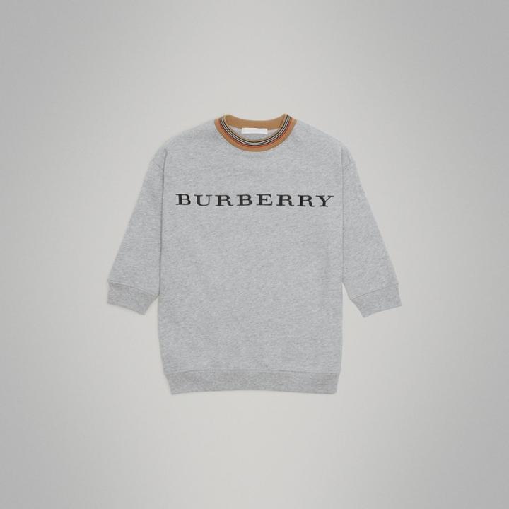 Burberry Burberry Embroidered Logo Cotton Dress, Size: 4y, Grey