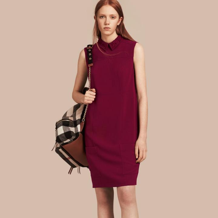 Burberry Burberry Sleeveless Lace Collar Dress, Size: 06, Red