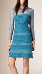 Burberry Prorsum Tiered French Lace Shift Dress