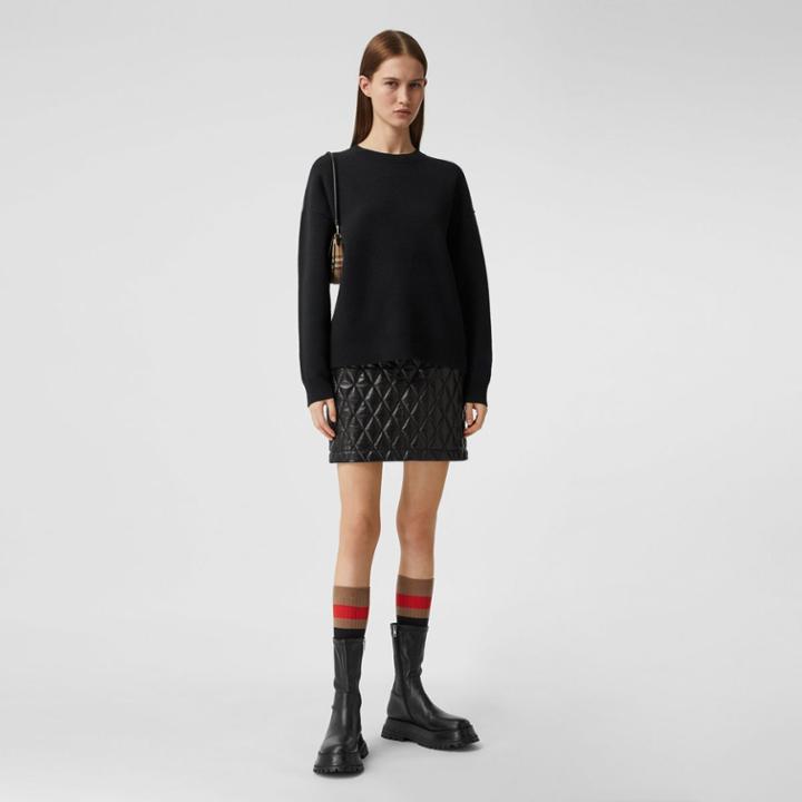 Burberry Burberry Monogram Motif Cashmere Blend Sweater, Black