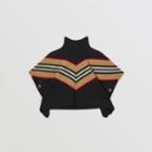 Burberry Burberry Childrens Icon Stripe Panel Wool Cashmere Blend Poncho, Black