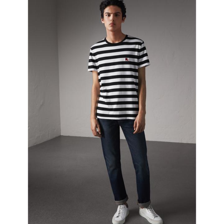 Burberry Burberry Striped Cotton T-shirt, Black