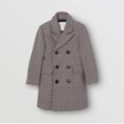 Burberry Burberry Childrens Prince Of Wales Check Wool Cotton Blend Coat, Size: 10y, Blue