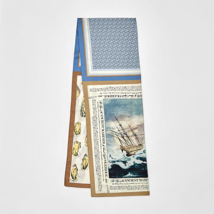 Burberry Burberry Oyster, Monogram And Mariner Print Silk Scarf, White